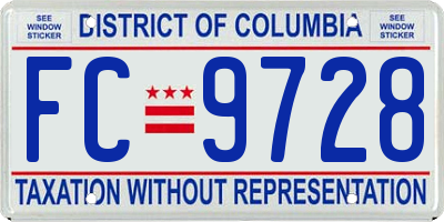 DC license plate FC9728