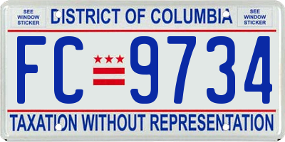 DC license plate FC9734