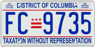 DC license plate FC9735