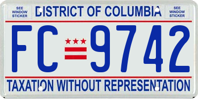 DC license plate FC9742