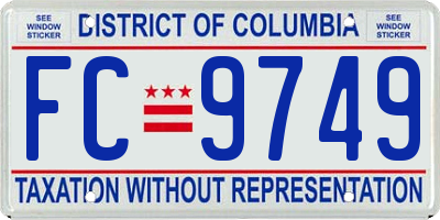 DC license plate FC9749