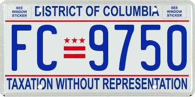 DC license plate FC9750