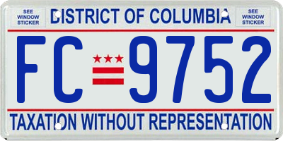 DC license plate FC9752