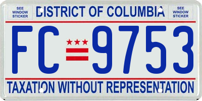 DC license plate FC9753