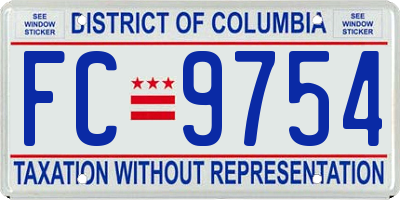 DC license plate FC9754