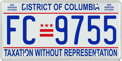 DC license plate FC9755