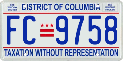 DC license plate FC9758