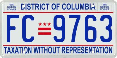 DC license plate FC9763