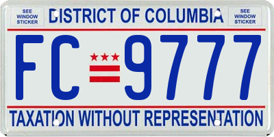 DC license plate FC9777