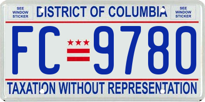 DC license plate FC9780