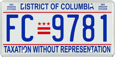 DC license plate FC9781