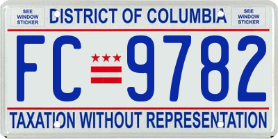 DC license plate FC9782