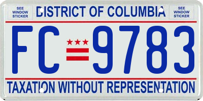 DC license plate FC9783