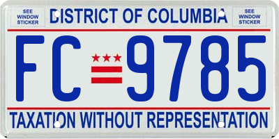 DC license plate FC9785