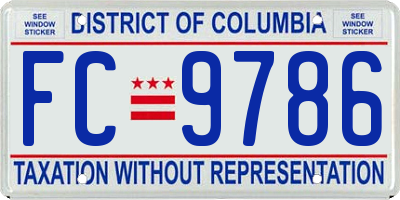 DC license plate FC9786