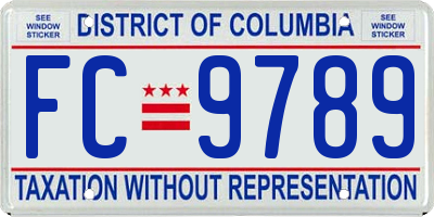 DC license plate FC9789