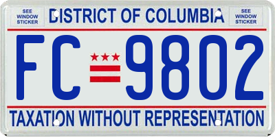 DC license plate FC9802