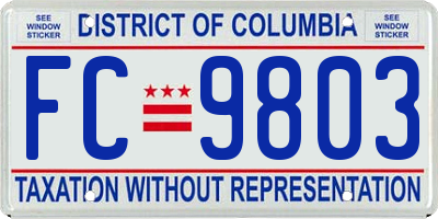 DC license plate FC9803