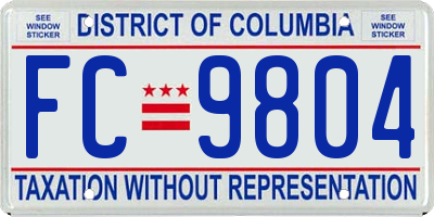 DC license plate FC9804