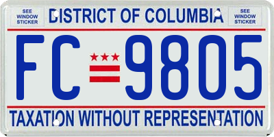 DC license plate FC9805