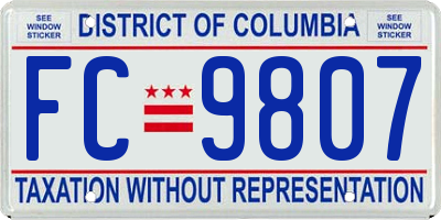 DC license plate FC9807