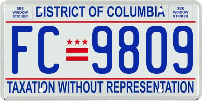 DC license plate FC9809