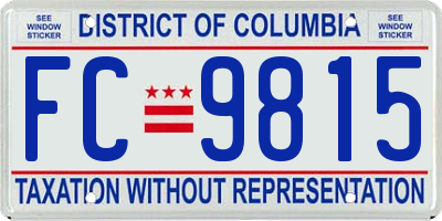 DC license plate FC9815