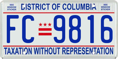 DC license plate FC9816