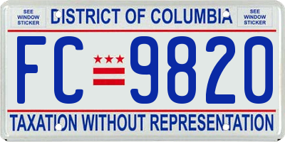 DC license plate FC9820