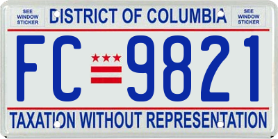 DC license plate FC9821