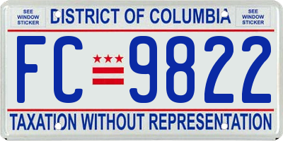 DC license plate FC9822