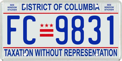 DC license plate FC9831