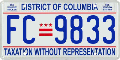 DC license plate FC9833