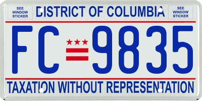 DC license plate FC9835