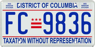 DC license plate FC9836