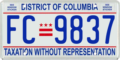 DC license plate FC9837