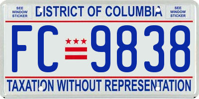 DC license plate FC9838