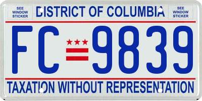 DC license plate FC9839