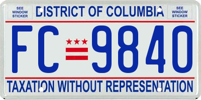 DC license plate FC9840