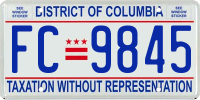 DC license plate FC9845