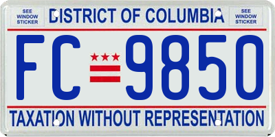 DC license plate FC9850