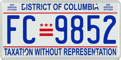 DC license plate FC9852