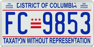 DC license plate FC9853