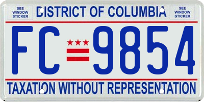 DC license plate FC9854