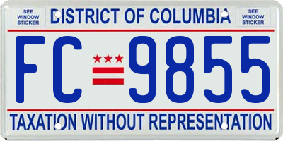 DC license plate FC9855