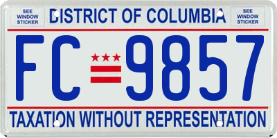 DC license plate FC9857