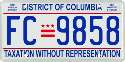 DC license plate FC9858