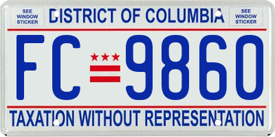 DC license plate FC9860