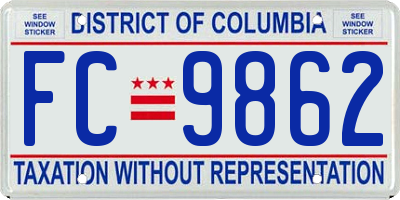 DC license plate FC9862