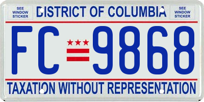 DC license plate FC9868